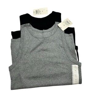 A New Day Tank Tops Womens Size M Black & Heather Gray Ribbed Slim Fit NWT